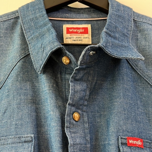 NWOT Wrangler Denim Button Down Tiger Eye Snap Shirt - Size XL - Picture 4 of 11